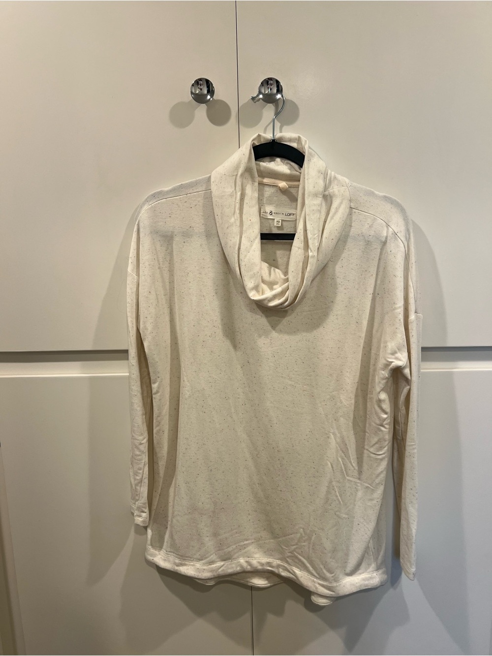 LOFT Speckled Cream Cowl Neck Top